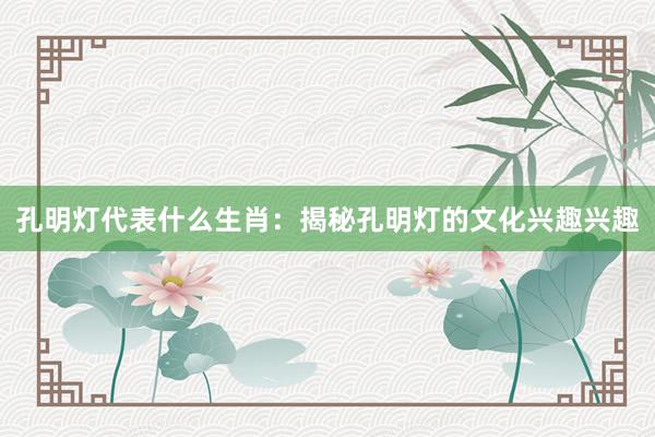 孔明灯代表什么生肖：揭秘孔明灯的文化兴趣兴趣