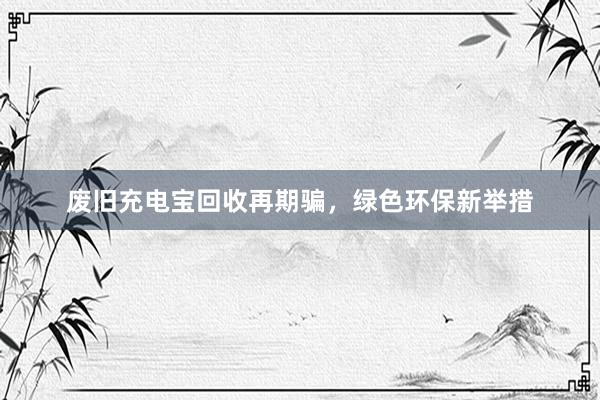 废旧充电宝回收再期骗，绿色环保新举措